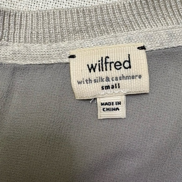 Wilfred Womens Small Gray Cashmere Silk Sweater with Sheer Back Panel 3/4 Sleeve - Picture 6 of 7